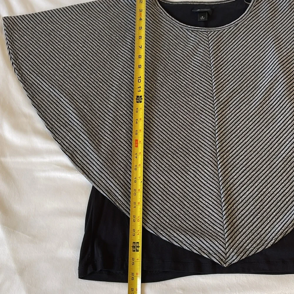 Poncho Women’s Summer Sleeveless Shawl Silver Black Top Sz M